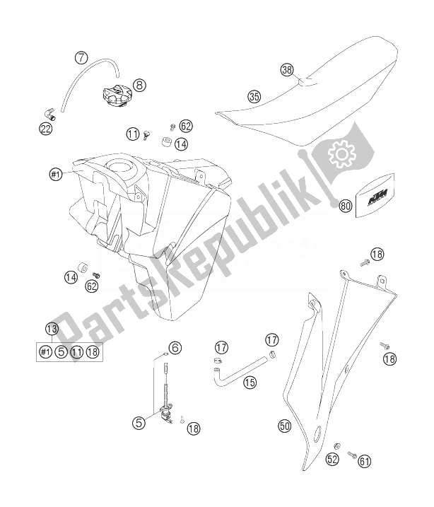 All parts for the Tank, Seat, Cover of the KTM 250 EXC Australia 2007