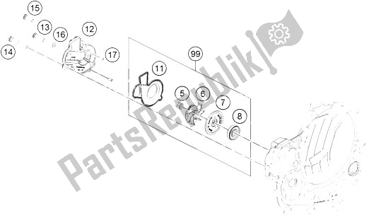 Todas as partes de Bomba De água do KTM 450 SX F Europe 2016