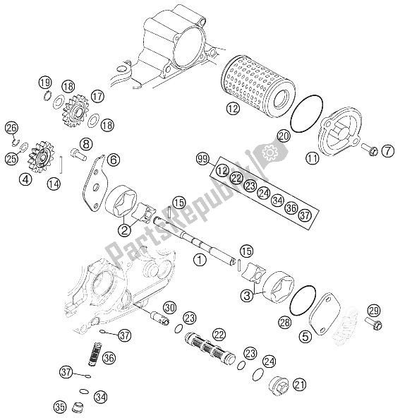 Todas las partes para Sistema De Lubricación de KTM 250 SX F Europe 2011