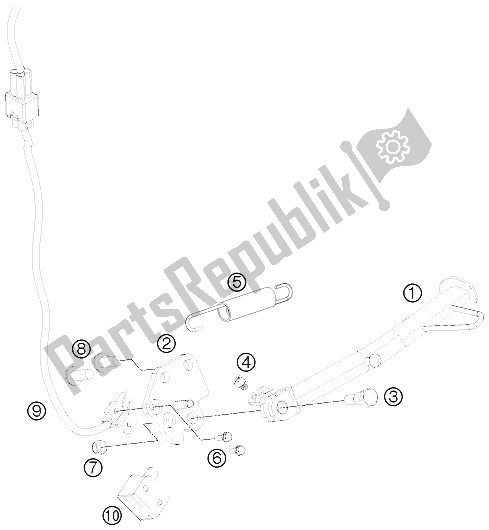 Toutes les pièces pour le Béquille Latérale / Centrale du KTM 200 Duke Orange CKD Malaysia 2012