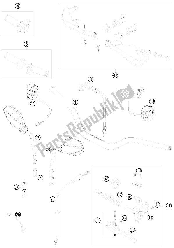 Toutes les pièces pour le Guidon, Commandes du KTM 690 Enduro 08 Europe 2008