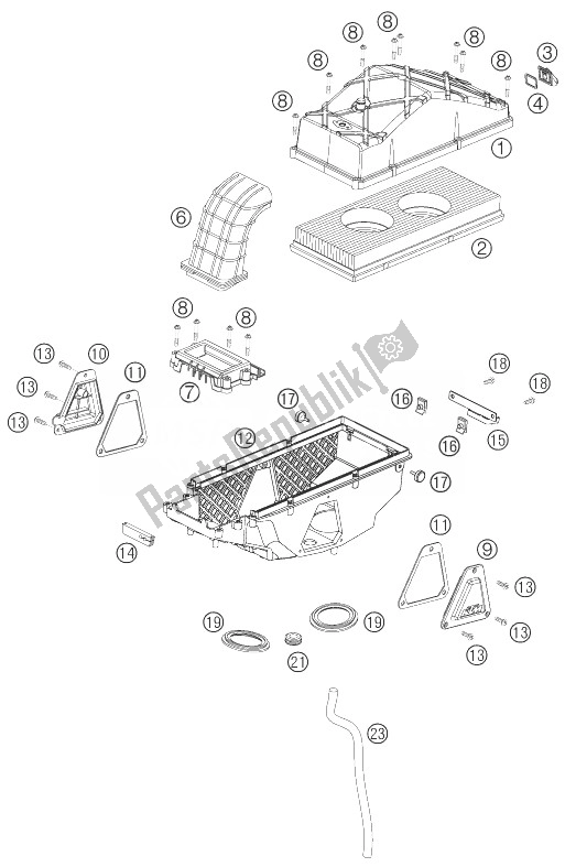 Todas las partes para Caja De Filtro De Aire de KTM 990 Adventure Black ABS 07 Europe 2007