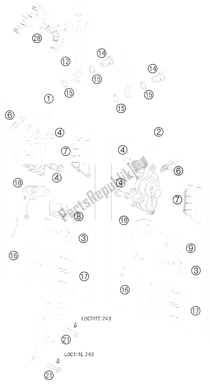 Wszystkie części do Zacisk Hamulca Z Przodu KTM 990 Adventure Black ABS Europe 2008