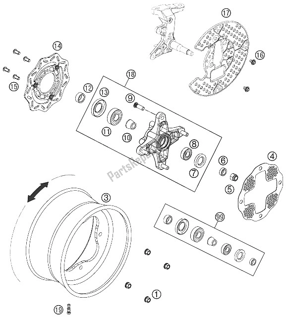 Todas as partes de Roda Da Frente do KTM 525 XC ATV Europe 2012