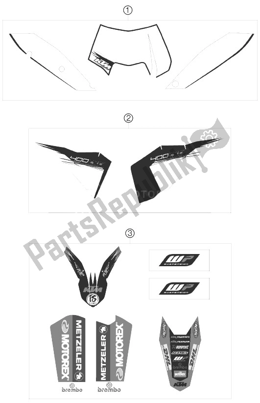 All parts for the Decal of the KTM 400 EXC Europe 2010