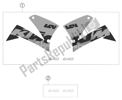 All parts for the Decal 640 Lc4, 640 Lc4 Sm of the KTM 640 LC4 Supermoto Black Europe 2003