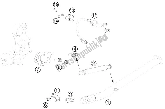 Todas as partes de Suporte Lateral / Central do KTM 690 SMC R Australia United Kingdom 2012