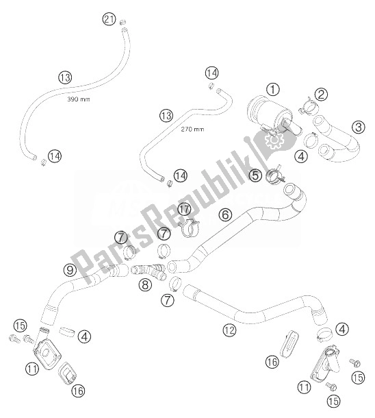 Todas las partes para Sistema De Aire Secundario de KTM 950 Supermoto Orange 07 USA 2007