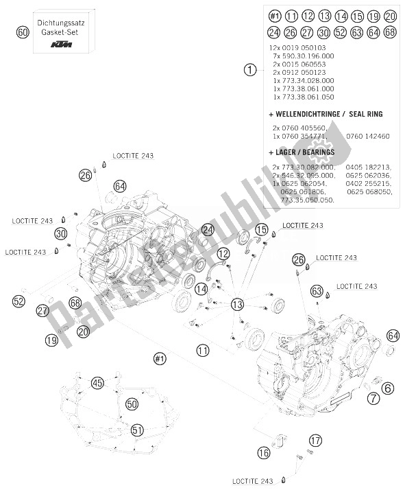 All parts for the Engine Case of the KTM 450 SMR Europe 2010