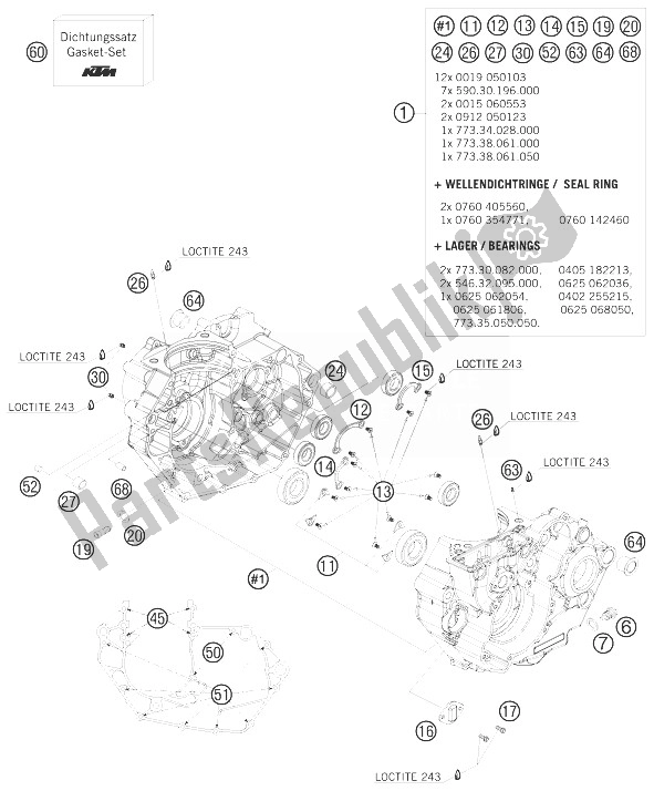 All parts for the Engine Case of the KTM 450 SX F Fact Repl Nagl Europe 2010