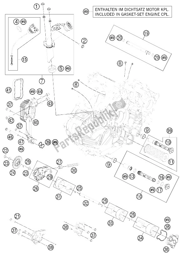 Todas las partes para Sistema De Lubricación de KTM 1190 RC8 R Black Japan 2011