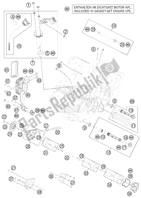 All parts for the Lubricating System of the KTM 1190 RC8 R Black USA 2012