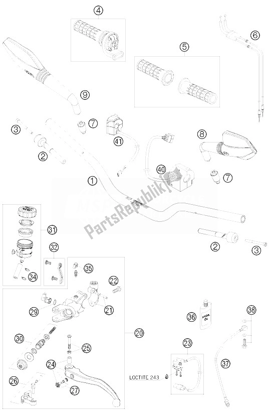 Toutes les pièces pour le Guidon, Commandes du KTM 690 Duke White India 2010