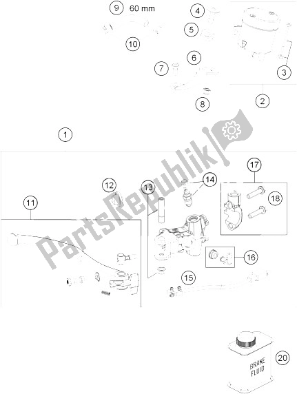 All parts for the Hand Brake Cylinder of the KTM 690 Duke R ABS Australia 2015