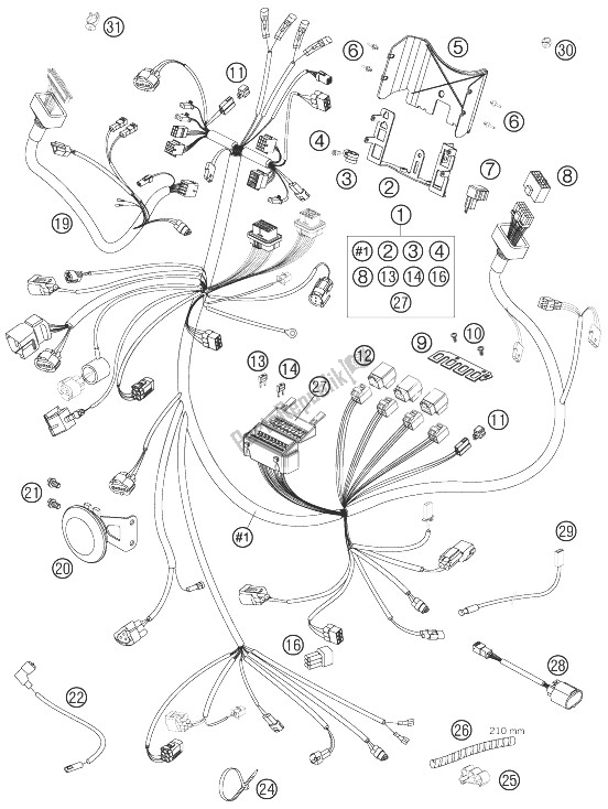 All parts for the Wiring Harness of the KTM 990 Super Duke Anthrazit 07 France 2007