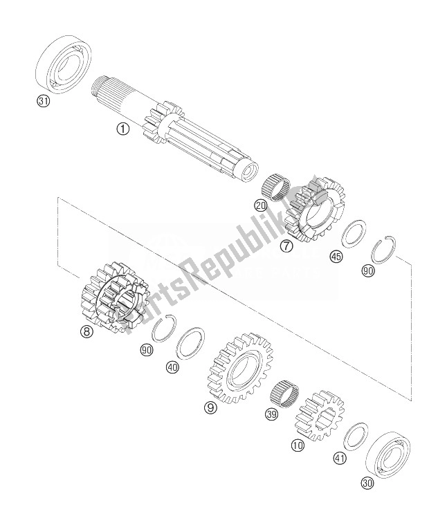 Toutes les pièces pour le Transmission I du KTM 250 XCF W South Africa 2007