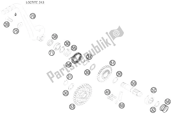 All parts for the Kick Starter of the KTM 250 XCF W South Africa 2009