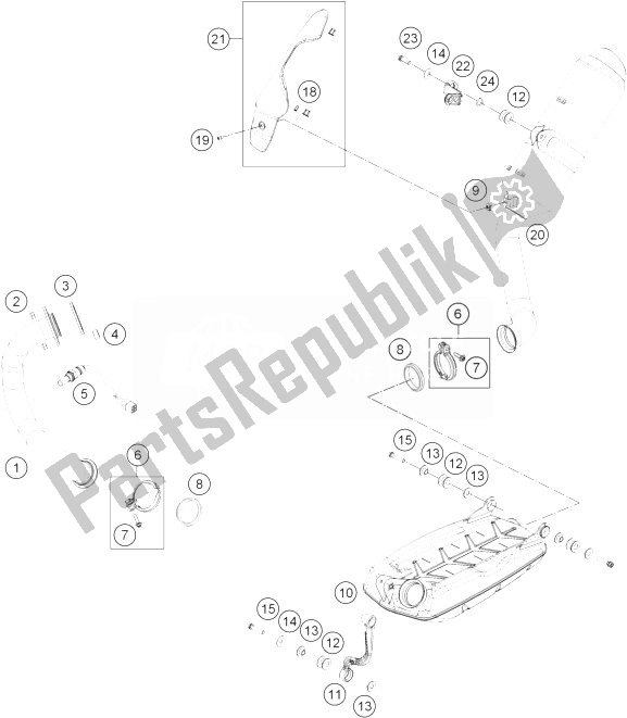 Todas las partes para Sistema De Escape de KTM 690 Duke Black ABS CKD Malaysia 2013