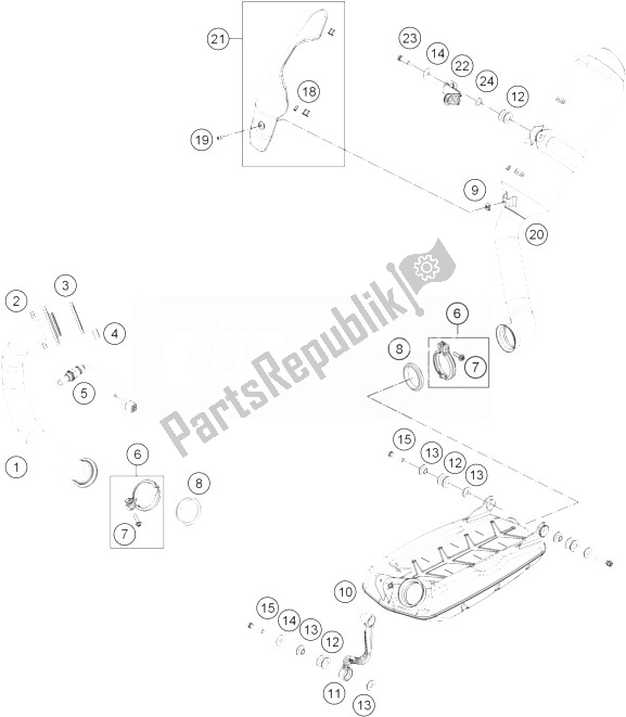 Tutte le parti per il Impianto Di Scarico del KTM 690 Duke White ABS Europe 2013