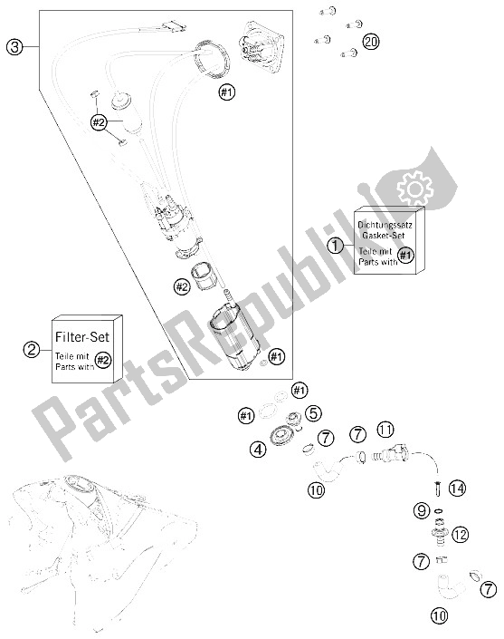 All parts for the Fuel Pump of the KTM 350 SX F Europe 2015