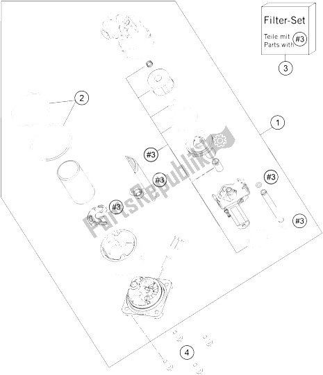 All parts for the Fuel Pump of the KTM 1290 Superduke R S E ABS 16 USA 2016