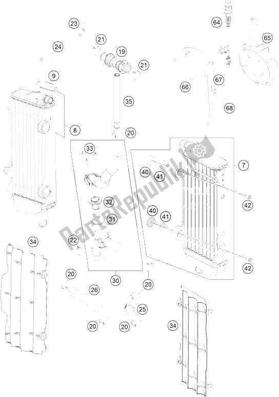 All parts for the Cooling System of the KTM 450 XC W USA 2015