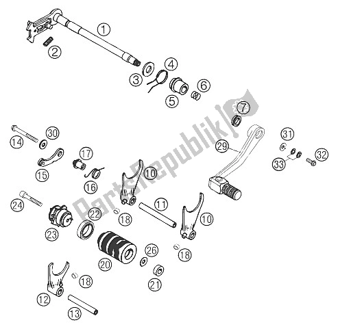 All parts for the Shifting Mechanism of the KTM 660 SMC Europe 2006