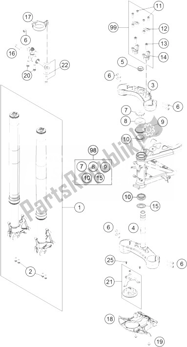 Todas as partes de Garfo Dianteiro, Braçadeira Tripla do KTM 1190 Adventure R ABS France 2014