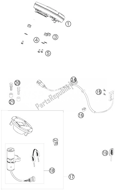 All parts for the Instruments / Lock System of the KTM 990 Super Duke R Australia United Kingdom 2007