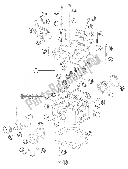 Tutte le parti per il Testata 625 del KTM 640 Duke II Yellow United Kingdom 2004