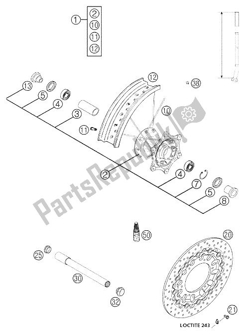 Toutes les pièces pour le Roue Avant 660 Sms 2002 du KTM 660 SM Factory Replica Europe 2002