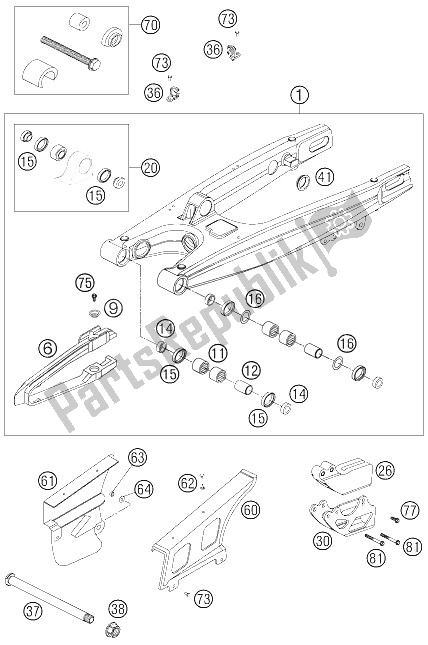 Todas las partes para Brazo Oscilante de KTM 250 EXC Racing Australia 2006