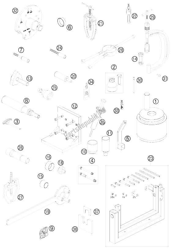 Toutes les pièces pour le Outils Spéciaux du KTM 690 Enduro 08 Europe 2008