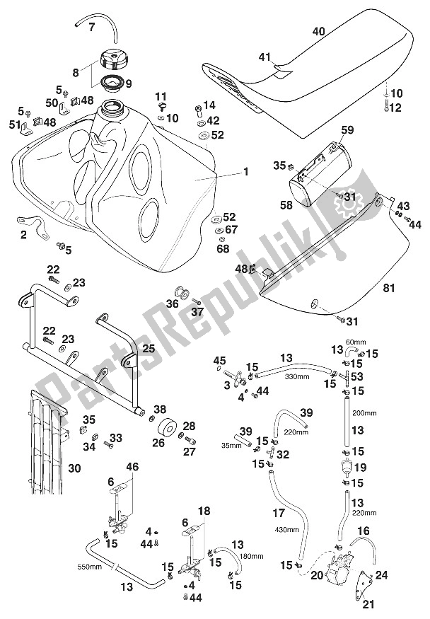 All parts for the Tank - Seat - Cover of the KTM 620 EGS E Adventure Europe 1997