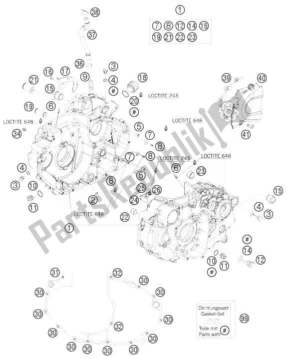 Todas as partes de Caixa Do Motor do KTM 690 Duke Black Australia United Kingdom 2010