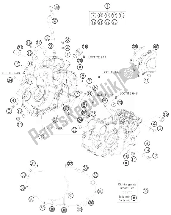 Todas las partes para Caja Del Motor de KTM 690 Duke Orange USA 2010