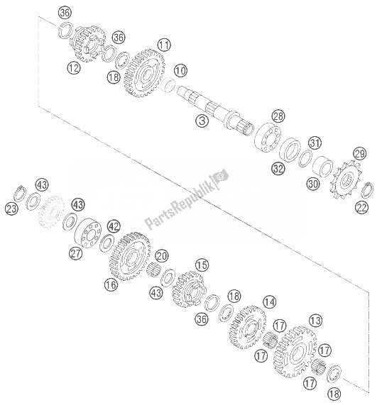 Toutes les pièces pour le Transmission Ii du KTM 105 SX USA 2007