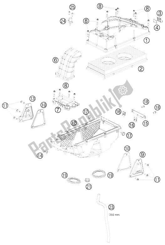 Todas las partes para Caja De Filtro De Aire de KTM 990 Supermoto T Orange Australia United Kingdom 2009