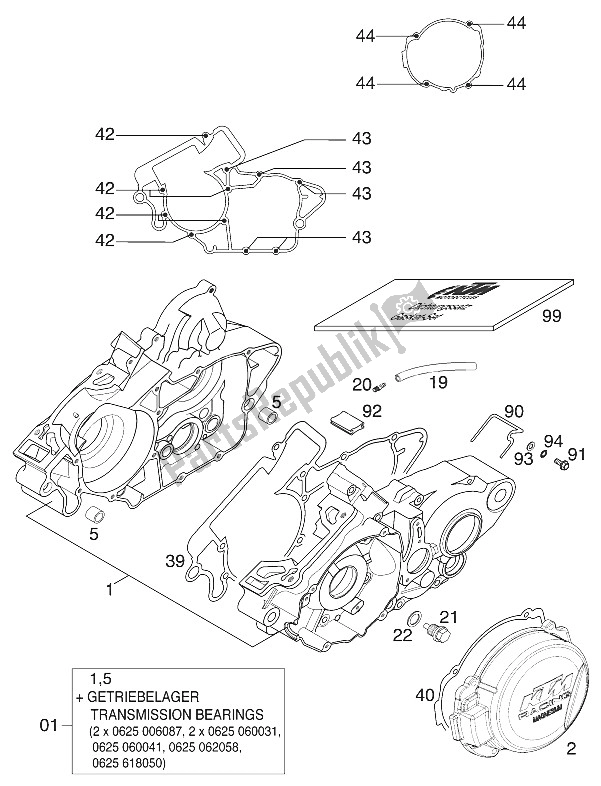 Tutte le parti per il Cofano Motore 125/200 2000 del KTM 125 EXC USA 2001