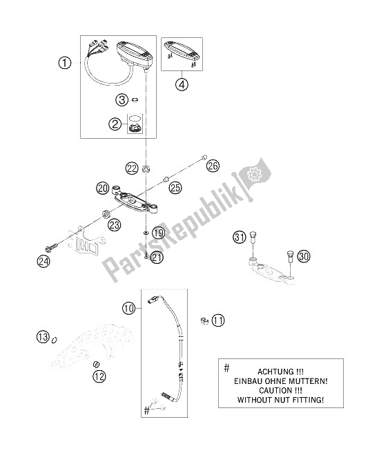 All parts for the Speedometer of the KTM 525 EXC Racing SIX Days Europe 2006