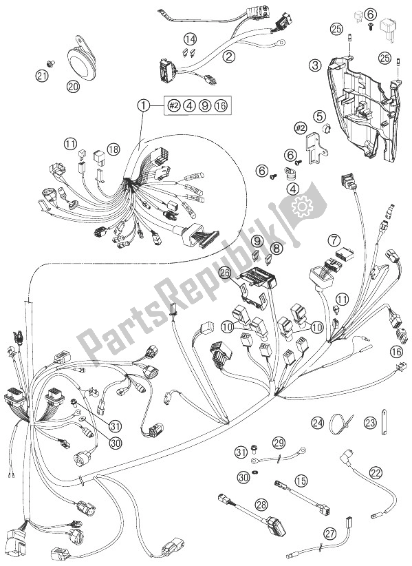 Todas as partes de Chicote De Fiação do KTM 990 Supermoto R ABS Europe 2013