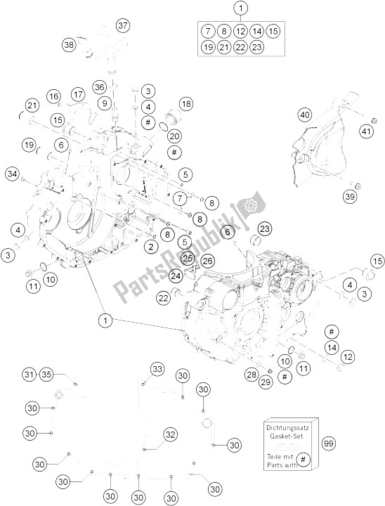All parts for the Engine Case of the KTM 690 Enduro R ABS Australia 2015