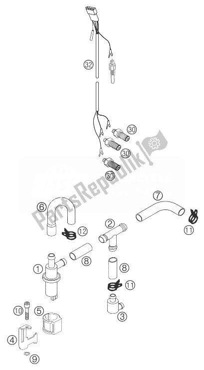 Alle onderdelen voor de Epc 640 Lc4 van de KTM 640 Duke II Black Europe 2004