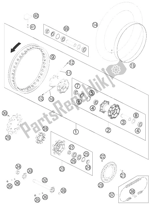 All parts for the Rear Wheel of the KTM 450 Rally Factory Replica Europe 2011