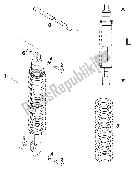 Todas as partes de Suspensão Traseira Paoli Euro '96 do KTM 125 LC2 100 Weiss Europe 110371 1997