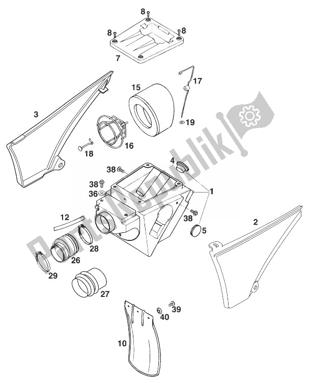 All parts for the Air Filter Box Sc '99 of the KTM 400 SUP Comp 20 KW Europe 1999