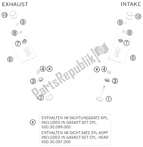 All parts for the Valve Drive of the KTM 990 Super Duke R France 2010