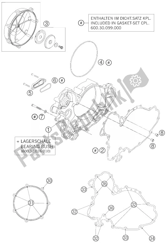 All parts for the Clutch Cover of the KTM 990 Adventure Orange ABS 10 USA 2010