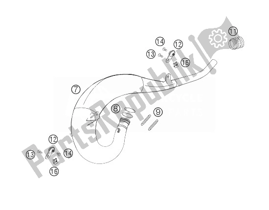 All parts for the Exhaust Pipe of the KTM 200 XC USA 2007