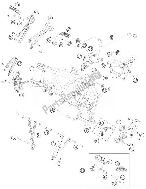 All parts for the Frame of the KTM 690 SMC R Australia 2013